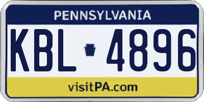 PA license plate KBL4896