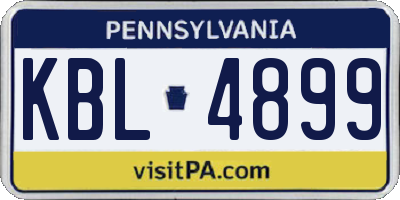 PA license plate KBL4899