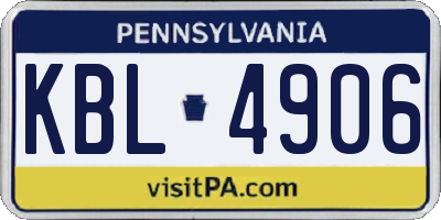 PA license plate KBL4906