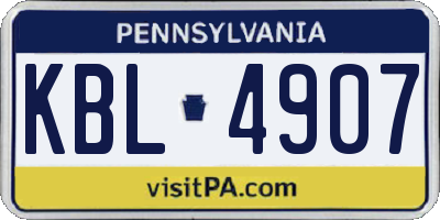 PA license plate KBL4907