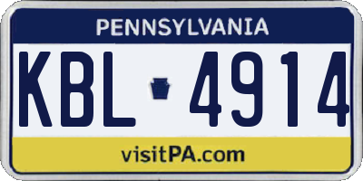 PA license plate KBL4914