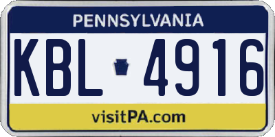 PA license plate KBL4916