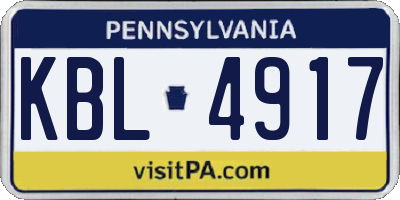 PA license plate KBL4917