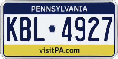 PA license plate KBL4927