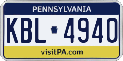 PA license plate KBL4940