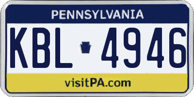 PA license plate KBL4946