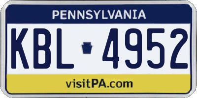 PA license plate KBL4952