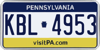 PA license plate KBL4953