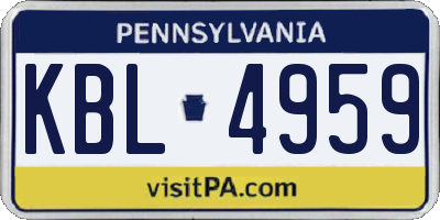 PA license plate KBL4959