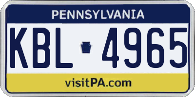 PA license plate KBL4965