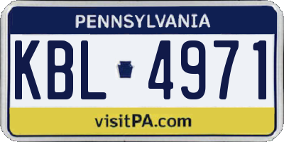 PA license plate KBL4971
