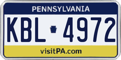 PA license plate KBL4972