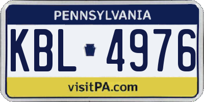 PA license plate KBL4976