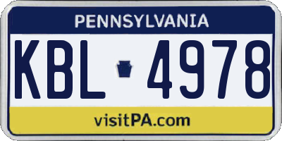 PA license plate KBL4978