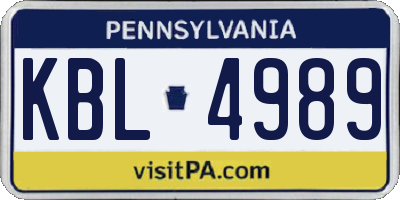 PA license plate KBL4989