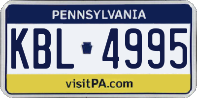 PA license plate KBL4995