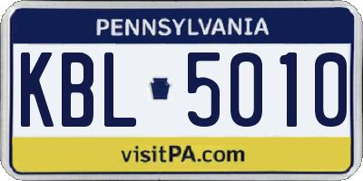 PA license plate KBL5010