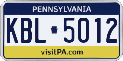 PA license plate KBL5012