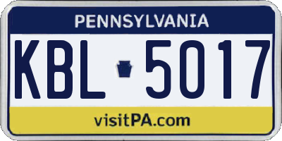 PA license plate KBL5017