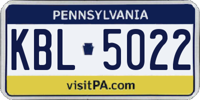 PA license plate KBL5022