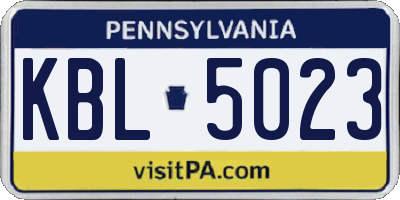 PA license plate KBL5023