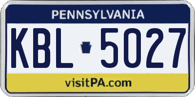 PA license plate KBL5027