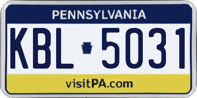 PA license plate KBL5031