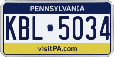 PA license plate KBL5034