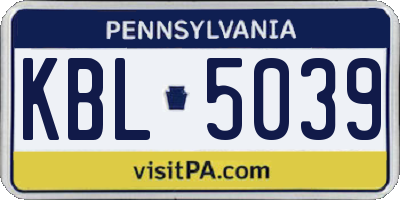 PA license plate KBL5039