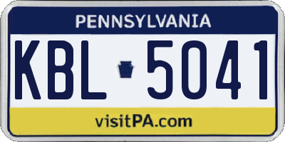 PA license plate KBL5041