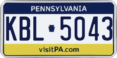 PA license plate KBL5043