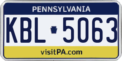 PA license plate KBL5063