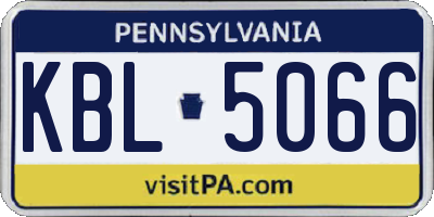 PA license plate KBL5066