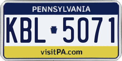 PA license plate KBL5071