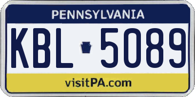 PA license plate KBL5089