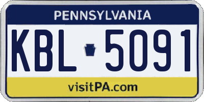PA license plate KBL5091