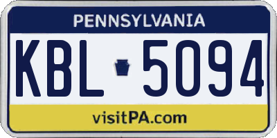 PA license plate KBL5094