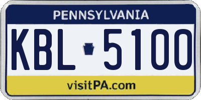 PA license plate KBL5100
