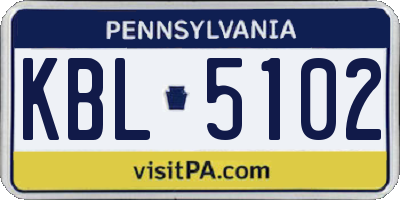 PA license plate KBL5102