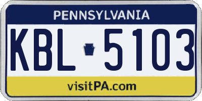 PA license plate KBL5103