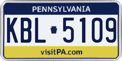 PA license plate KBL5109