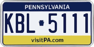 PA license plate KBL5111