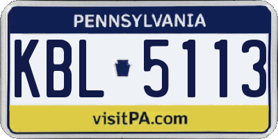 PA license plate KBL5113