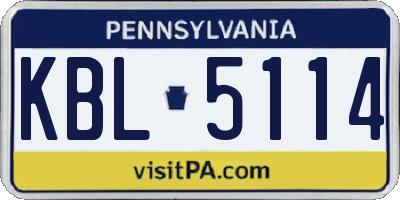 PA license plate KBL5114