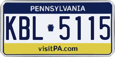 PA license plate KBL5115