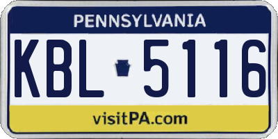 PA license plate KBL5116