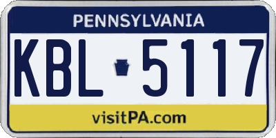 PA license plate KBL5117