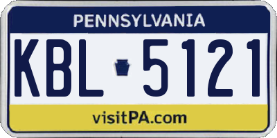 PA license plate KBL5121