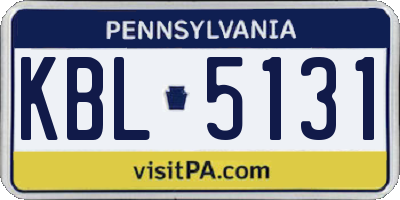 PA license plate KBL5131