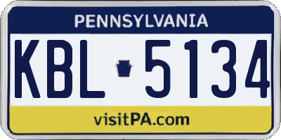 PA license plate KBL5134
